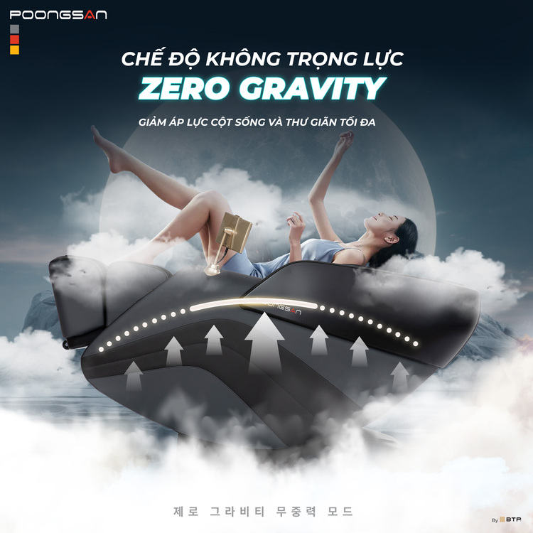 Chế độ kh&ocirc;ng trọng lựng Zero gi&uacute;p giảm &aacute;p lực cột sống v&agrave; thư gi&atilde;n thoải m&aacute;i